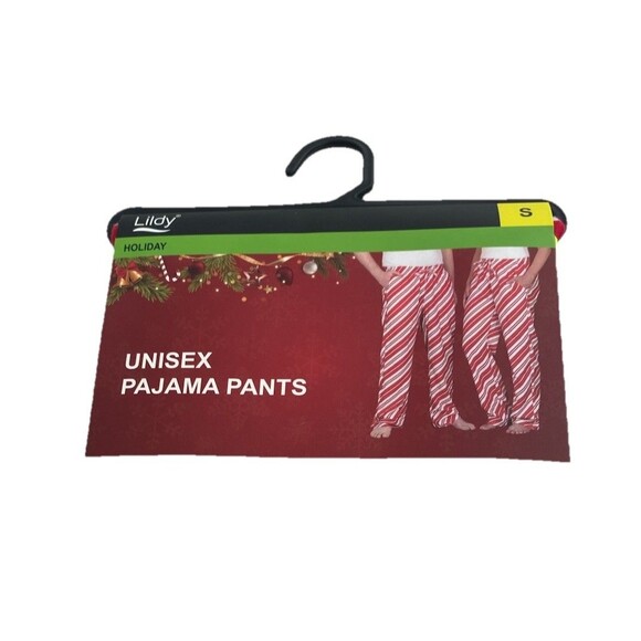 Unisex Lildy Christmas Pajama Pants Red And White Striped Holiday Cozy Small - Picture 1 of 5